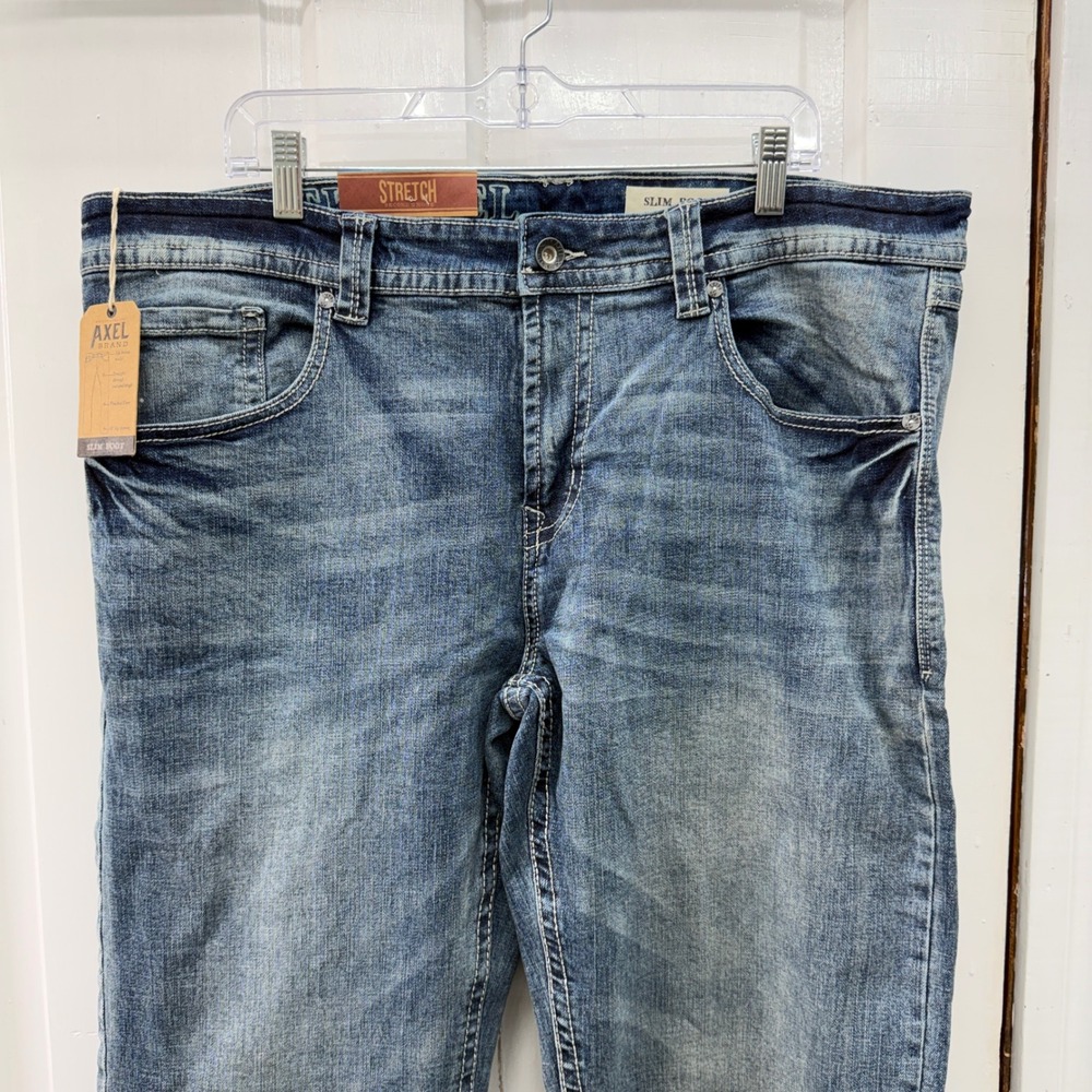 NWT Axel Mens 38 x 32 Thick Stitch Slim Boot Cut Stretch Denim Jeans AXMB0021 - Picture 3 of 12